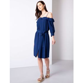 Pierre Cardin 50204427-VR033 Lacivert Dokuma Kadın Elbise
