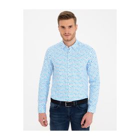 Pierre Cardin 50232974-VR045 Saks Desenli Erkek Gömlek