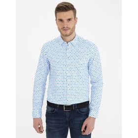 Pierre Cardin 50232974-VR045 Saks Desenli Erkek Gömlek