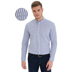 Pierre Cardin 50233043-VR033 Lacivert Desenli Erkek Gömlek