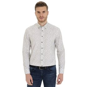 Pierre Cardin 50233052-VR027 Haki Desenli Erkek Gömlek