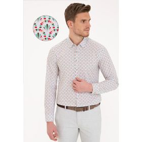 Pierre Cardin 50235100-VR054 Yeşil Desenli Erkek Gömlek