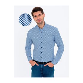 Pierre Cardin 50238724-VR033 Lacivert Desenli Erkek Gömlek
