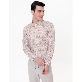 Pierre Cardin 50248485-VR027 Haki Desenli Erkek Gömlek