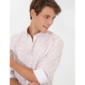 Pierre Cardin 50248488-VR002 Açık Kahverengi Desenli Erkek Gömlek