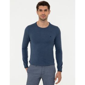 Pierre Cardin 50248582-VR155 İndigo Melanj Erkek Kazak