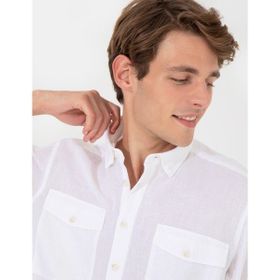 Pierre Cardin 50249729-VR013 Beyaz Desenli Erkek Gömlek