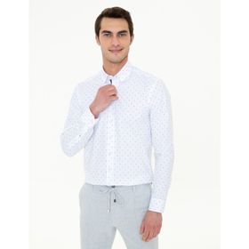 Pierre Cardin 50250338-VR033 Lacivert Desenli Erkek Gömlek