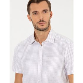 Pierre Cardin 50252474-VR011 Bej Kısa Kollu Erkek Gömlek