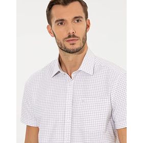 Pierre Cardin 50252474-VR011 Bej Kısa Kollu Erkek Gömlek