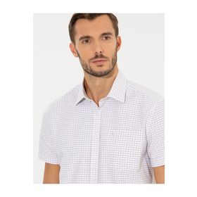 Pierre Cardin 50252474-VR011 Bej Kısa Kollu Erkek Gömlek