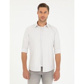 Pierre Cardin 50252477-VR001 Açık Gri Desenli Erkek Gömlek
