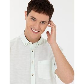 Pierre Cardin 50255247-VR054 Yeşil Kısa Kollu Erkek Gömlek