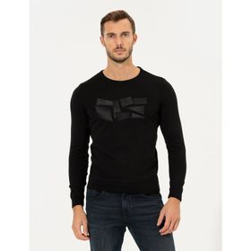 Pierre Cardin 50258663-VR046 Slim Fit Bisiklet Yaka Triko Siyah Erkek Kazak
