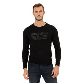 Pierre Cardin 50258663-VR046 Slim Fit Bisiklet Yaka Triko Siyah Erkek Kazak