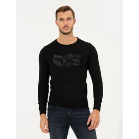Pierre Cardin 50258663-VR046 Slim Fit Bisiklet Yaka Triko Siyah Erkek Kazak
