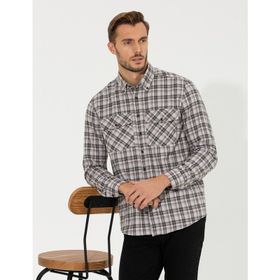 Pierre Cardin 50259474-VR002 Açık Kahverengi Desenli Erkek Gömlek
