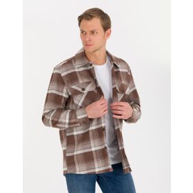 Pierre Cardin 50259478-VR029 Kahverengi Desenli Erkek Gömlek