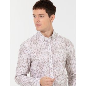 Pierre Cardin 50259504-VR011 Bej Desenli Erkek Gömlek