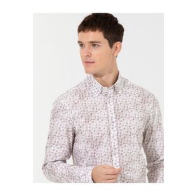 Pierre Cardin 50259504-VR011 Bej Desenli Erkek Gömlek