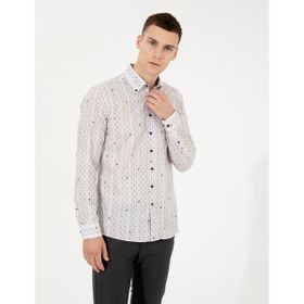 Pierre Cardin 50259510-VR002 Açık Kahverengi Desenli Erkek Gömlek