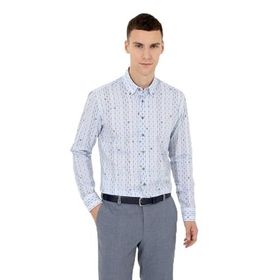 Pierre Cardin 50259510-VR036 Mavi Desenli Erkek Gömlek