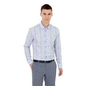 Pierre Cardin 50259510-VR036 Mavi Desenli Erkek Gömlek