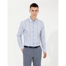 Pierre Cardin 50259510-VR036 Mavi Desenli Erkek Gömlek