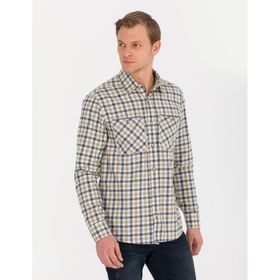 Pierre Cardin 50260373-VR011 Bej Desenli Erkek Gömlek