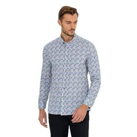 Pierre Cardin 50262462-VR011 Bej Desenli Erkek Gömlek