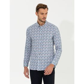Pierre Cardin 50262462-VR011 Bej Desenli Erkek Gömlek