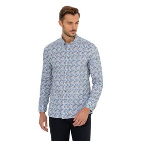 Pierre Cardin 50262462-VR011 Bej Desenli Erkek Gömlek