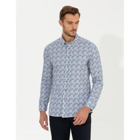 Pierre Cardin 50262462-VR011 Bej Desenli Erkek Gömlek