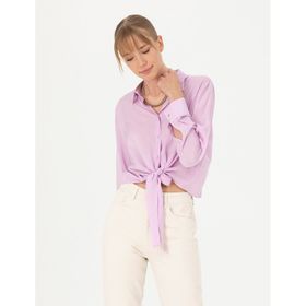 Pierre Cardin 50262539-VR034 Lila Desenli Kadın Gömlek