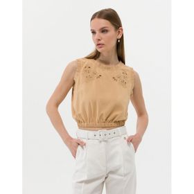 Pierre Cardin 50262547-VR011 Bej Kısa Kollu Kadın Bluz