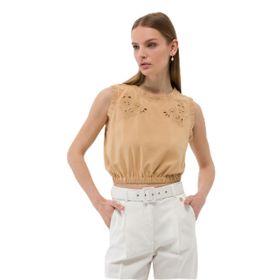 Pierre Cardin 50262547-VR011 Bej Kısa Kollu Kadın Bluz