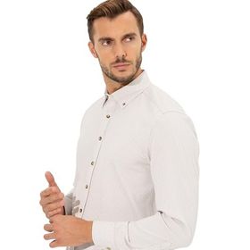 Pierre Cardin 50262722-VR011 Bej Desenli Erkek Gömlek