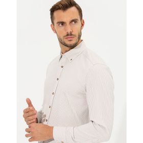 Pierre Cardin 50262722-VR011 Bej Desenli Erkek Gömlek