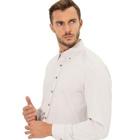 Pierre Cardin 50262722-VR011 Bej Desenli Erkek Gömlek