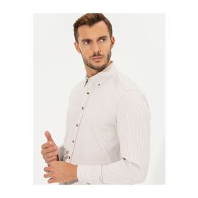Pierre Cardin 50262722-VR011 Bej Desenli Erkek Gömlek