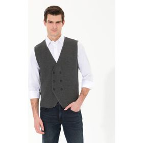 Pierre Cardin 50263176-VR086 Gri Melanj Triko Erkek Yelek