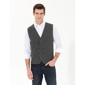 Pierre Cardin 50263176-VR086 Gri Melanj Triko Erkek Yelek