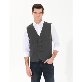 Pierre Cardin 50263176-VR086 Gri Melanj Triko Erkek Yelek