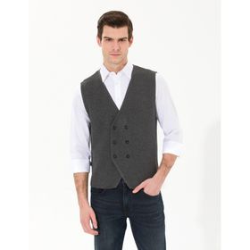 Pierre Cardin 50263176-VR086 Gri Melanj Triko Erkek Yelek