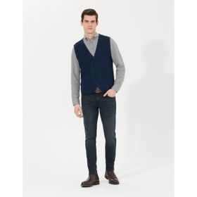 Pierre Cardin 50263176-VR120 Lacivert Melanj Triko Erkek Yelek