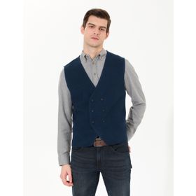 Pierre Cardin 50263176-VR120 Lacivert Melanj Triko Erkek Yelek
