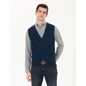Pierre Cardin 50263176-VR120 Lacivert Melanj Triko Erkek Yelek