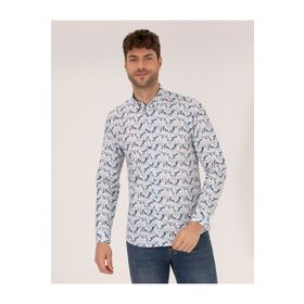 Pierre Cardin 50264887-VR041 Pembe Desenli Erkek Gömlek
