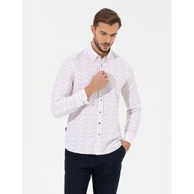 Pierre Cardin 50264902-VR030 Kırmızı Desenli Erkek Gömlek