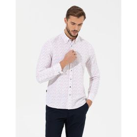 Pierre Cardin 50264902-VR030 Kırmızı Desenli Erkek Gömlek